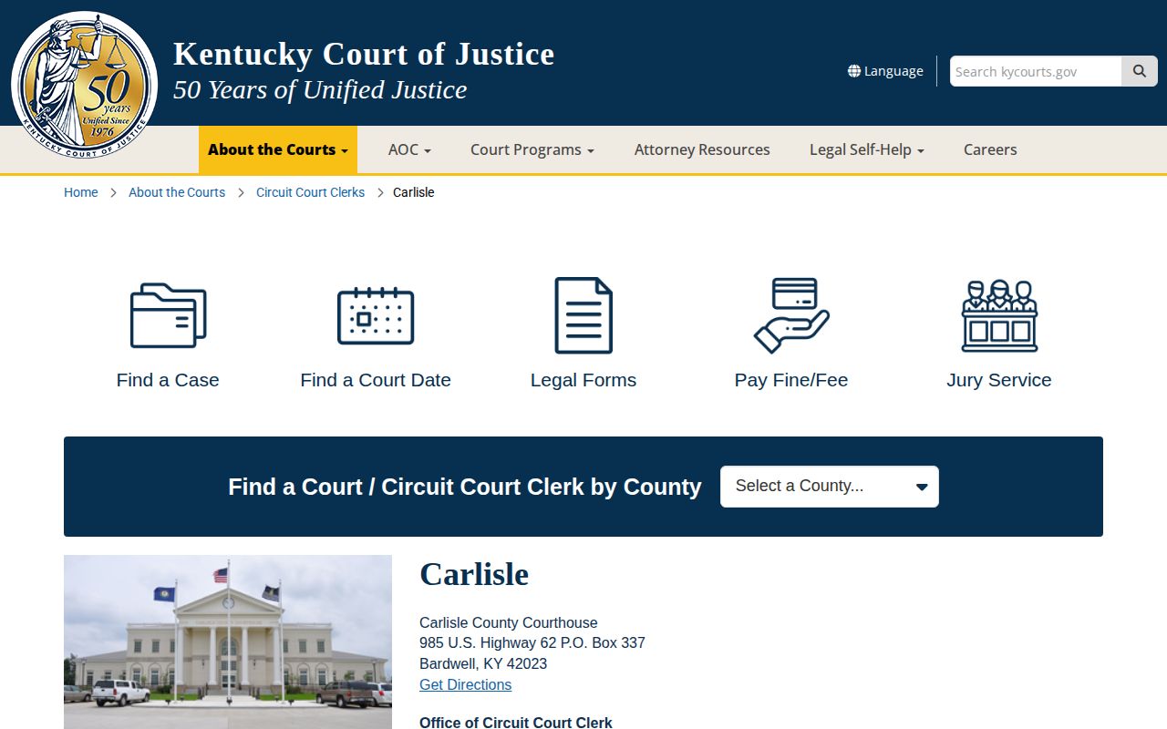 Carlisle County released inmate Circuit Court Clerk record source