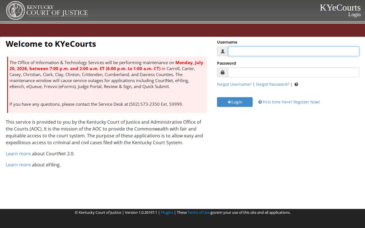 Carlisle County released inmate Kentucky eCourts record search